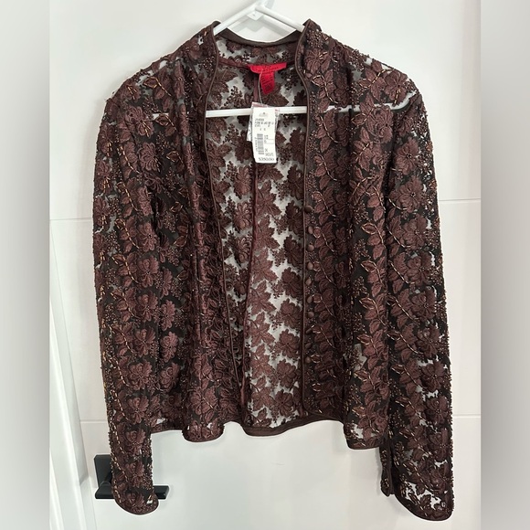 ✨NWT✨ JS Collections: Women’s Chocolate Floral Blazer- Size 6 - Picture 2 of 14